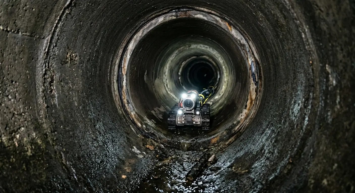 Robotic sewer camera inspecting pipe interior for Sewer Line Repair in Bluffton